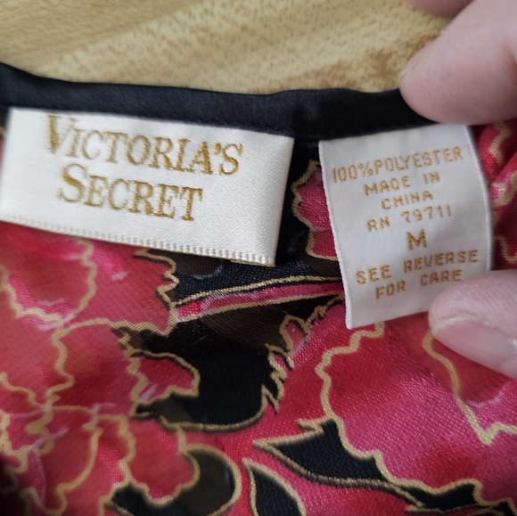 Victoria's Secret Red Floral Black Velvet Burnout Midi Slip Dress Size Med EUC - Picture 6 of 9